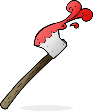 Bir insan tarafından çizilmiş kanlı balta.