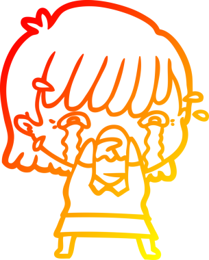 Bir insan tarafından çizilmiş ağlayan çizgi film kızı çizimi.