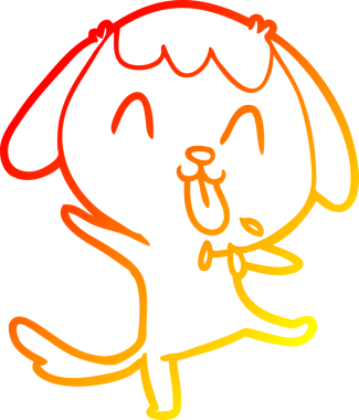 Bir insan tarafından çizilmiş sevimli bir köpeğin sıcak çizgi çizgisi.