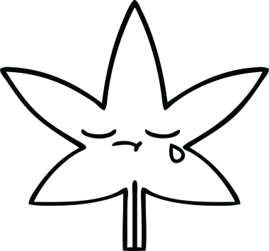 Bir insan tarafından çizilmiş marihuana yaprağının çizgi çizimi