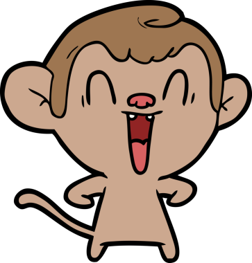 Bir insan tarafından çizilmiş gülen maymun çizgi filmi