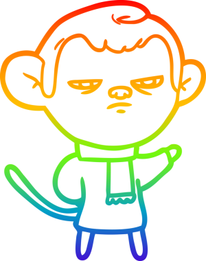 gökkuşağı gradyan çizgi çizimi bir insan tarafından çizilmiş bir maymun