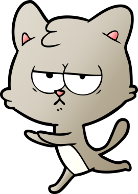 Bir insan tarafından çizilmiş sıkıcı çizgi film kedisi.