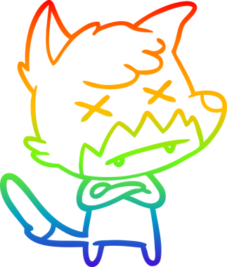 Gökkuşağı gradyan çizgi çizimi Bir insan tarafından çizilmiş ölü tilki