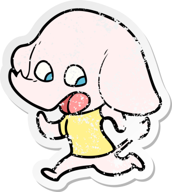 Bir insan tarafından çizilmiş şirin bir filin sıkıntılı çıkartması