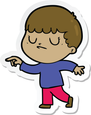 Bir insan tarafından çizilmiş huysuz bir çocuğun çıkartması.