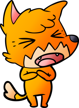 Bir insan tarafından çizilmiş kızgın çizgi film tilkisi.