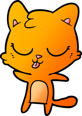 Bir insan tarafından çizilmiş sevimli çizgi film kedisi.