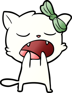 Bir insan tarafından çizilmiş esneyen kedi çizgi filmi.