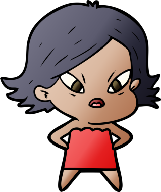 Çizgi film bir insan tarafından çizilmiş stresli kadın.