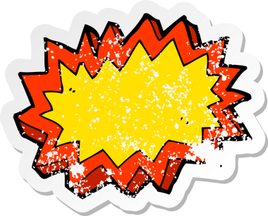 Bir insan tarafından çizilmiş bir çizgi film patlama sembolünün gerilimli yapıştırması.