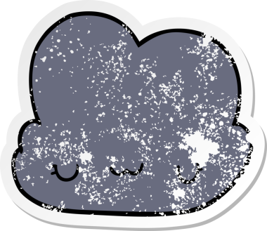 Bir insan tarafından çizilmiş şirin bir karikatür bulutunun sıkıntılı çıkartması.