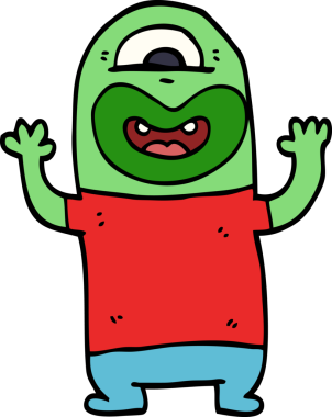 Bir insan tarafından çizilmiş uzaylı canavar karalaması.