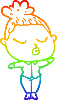 Gökkuşağı gradyan çizgi çizimi bir insan tarafından çizilmiş sakin bir kadın