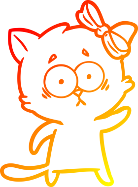 Bir insan tarafından çizilmiş çizgi film kedisinin sıcak çizgi çizimi