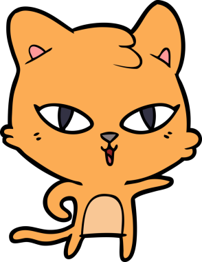 Bir insan tarafından çizilmiş çizgi film kedisi.