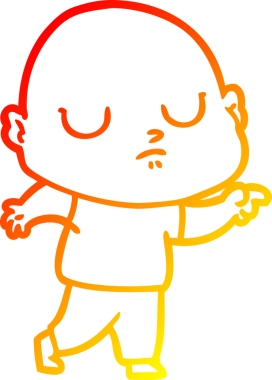 Bir insan tarafından çizilmiş kel bir adamın sıcak çizgi çizimi.