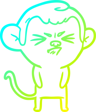 Bir insan tarafından çizilmiş, sinir bozucu bir maymunun soğuk çizgi çizimi.