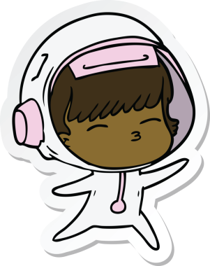 Bir insan tarafından çizilmiş meraklı bir astronotun çıkartması.