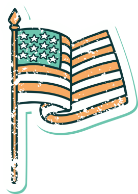 Bir insan tarafından çizilmiş Amerikan bayrağının sembolik dövmeli resmi.