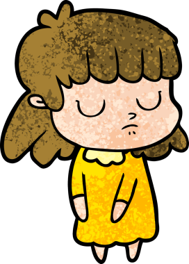 Bir insan tarafından çizilmiş ilgisiz bir kadın çizgi filmi.