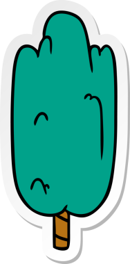 El çizimi karikatür karalaması bir insan tarafından çizilmiş tek yeşil ağaç