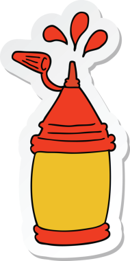 Bir insan tarafından çizilmiş ketçap şişesinin çıkartması.