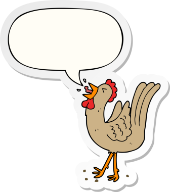 Bir insan tarafından çizilmiş konuşma kabarcığı etiketli horoz ötüşü çizgi filmi.