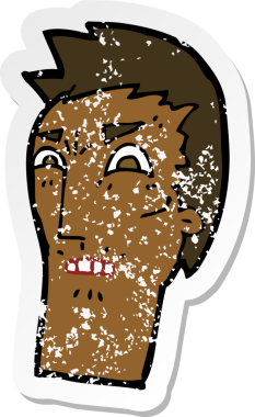 Bir insan tarafından çizilmiş kızgın bir karikatürün gerilimli çıkartması.