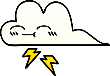 Bir insan tarafından çizilmiş gök gürültüsü bulutunun gölgelenmiş karikatürü