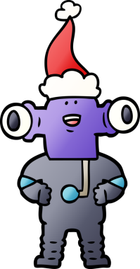 Bir insan tarafından çizilmiş Noel Baba şapkası giymiş bir uzaylının gradyan çizimi.