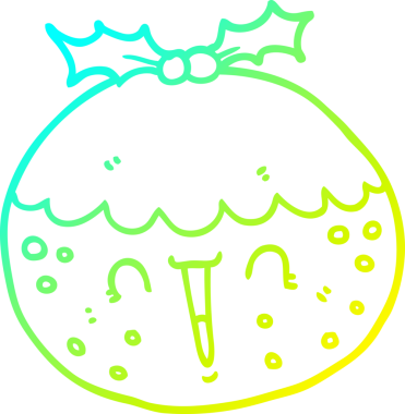 Soğuk gradyan çizgisi bir insan tarafından çizilmiş tatlı bir Noel pudinginin çizimi.