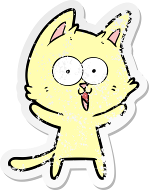 Bir insan tarafından çizilmiş komik bir çizgi film kedisinin sıkıntılı çıkartması.