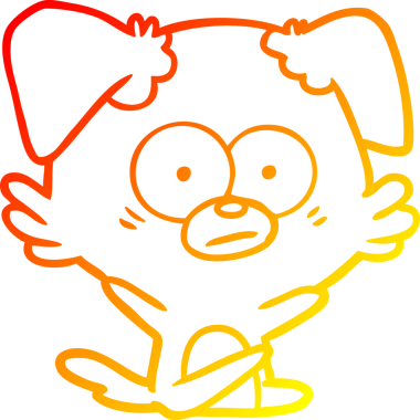 Bir insan tarafından çizilmiş gergin bir köpek çizgi filminin sıcak gradyanı.