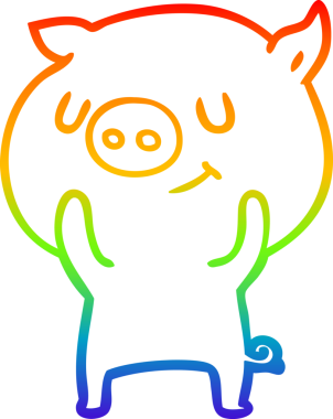 gökkuşağı gradyan çizimi mutlu çizgi domuz çizimi bir insan tarafından çizilmiş