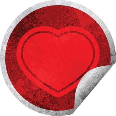 kalp grafik vektörü dairesel soyma etiketi bir insan tarafından çizilmiş