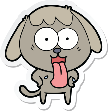 Bir insan tarafından çizilmiş şirin bir köpeğin çıkartması.