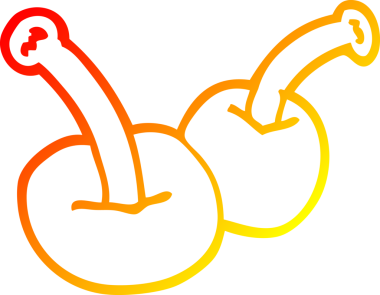 Bir insan tarafından çizilmiş bir kiraz çizgisinin sıcak gradyan çizimi