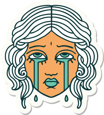 Bir insan tarafından çizilmiş geleneksel kadın yüzü stili bir dövme çıkartması.