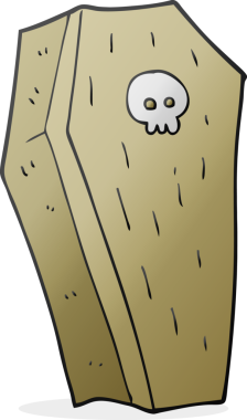 Bir insan tarafından çizilmiş serbest çizilmiş ürkütücü bir tabut.