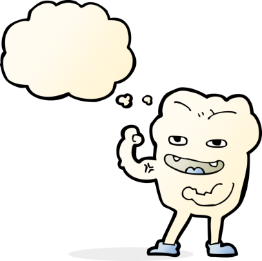 Bir insan tarafından çizilmiş güçlü sağlıklı dişli bir çizgi film.