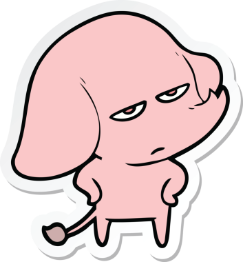 Bir insan tarafından çizilmiş kızgın bir filin çıkartması.