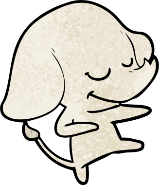 Bir insan tarafından çizilmiş gülümseyen bir fil.