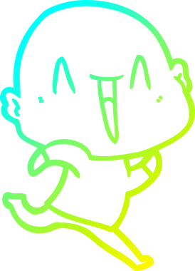 Bir insan tarafından çizilmiş, mutlu, kel bir adamın çizdiği soğuk çizgi.