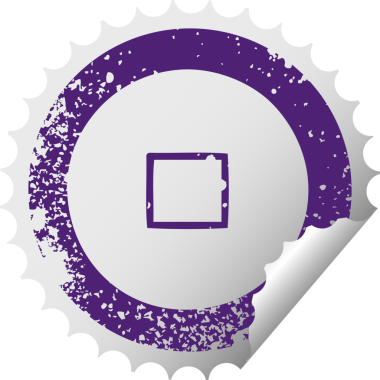 Bir insan tarafından çizilen durdurma düğmesinin sıkıntılı dairesel kabuk soyma etiketi