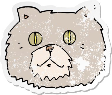 Bir insan tarafından çizilmiş karikatür kedi suratı.