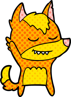 Bir insan tarafından çizilmiş tilki çizgi film karakteri