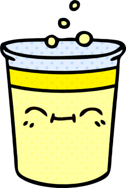 Çizgi roman tarzı, bir insan tarafından çizilmiş bir bardak limonata.