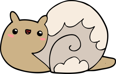 Bir insan tarafından çizilmiş sevimli çizgi film salyangozu.