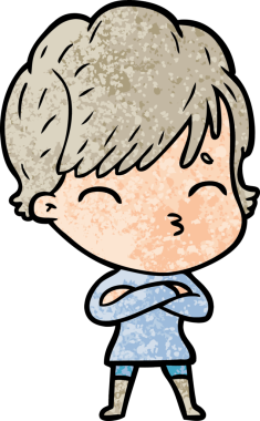 Bir insan tarafından çizilmiş bir çizgi film kadını.